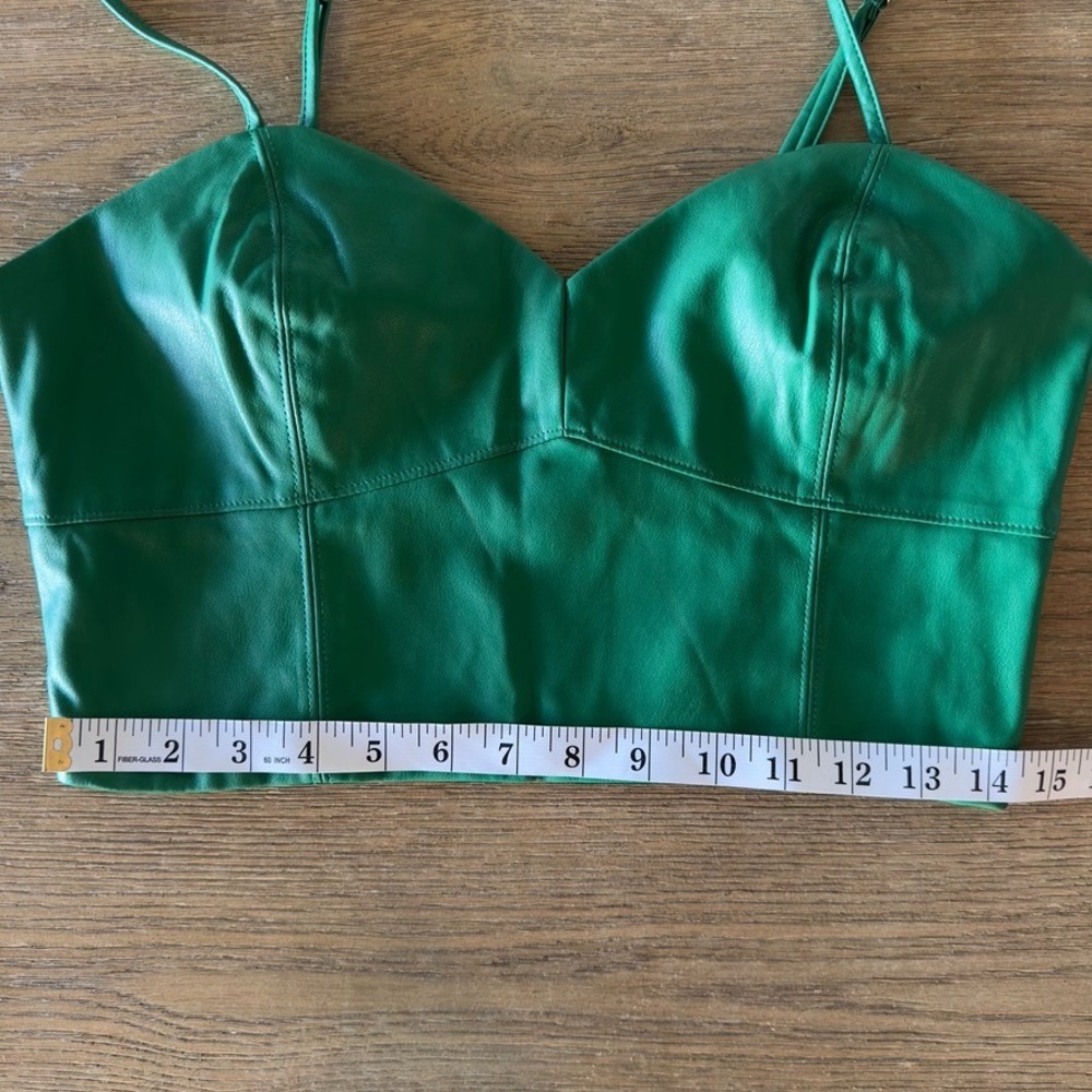 Sans Souci Faux Leather Bralette Crop Top-Emerald Green-Women's Size Med-RRP $78 - Picture 4 of 12
